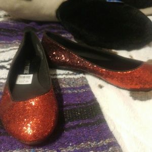Red sparkly flats